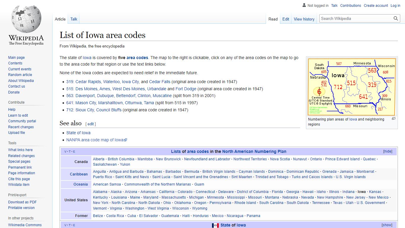 List of Iowa area codes - Wikipedia