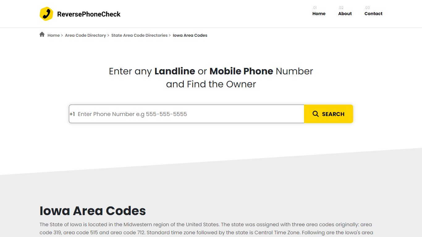 Iowa Area Codes Online Directory | Search IA Area Code Directory